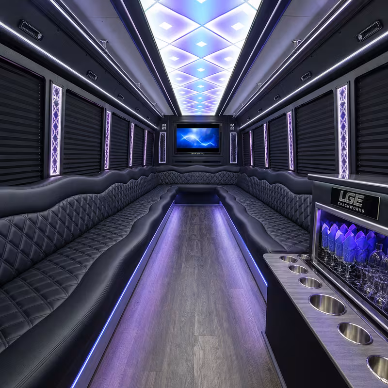 18 Passenger Party Bus Interior