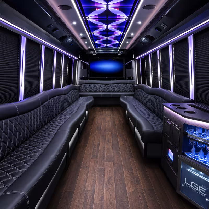 18 Passenger Party Bus Interior