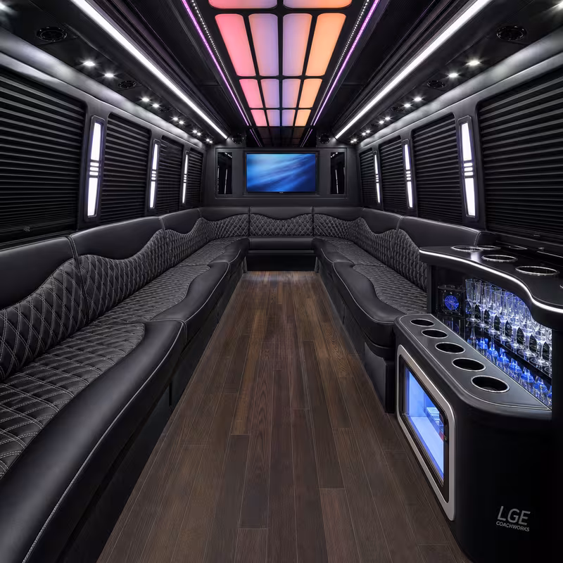 20 Passenger Party Bus Interior