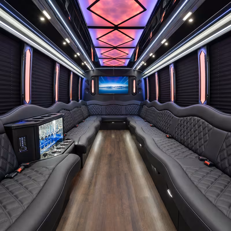 20 Passenger Party Bus Interior