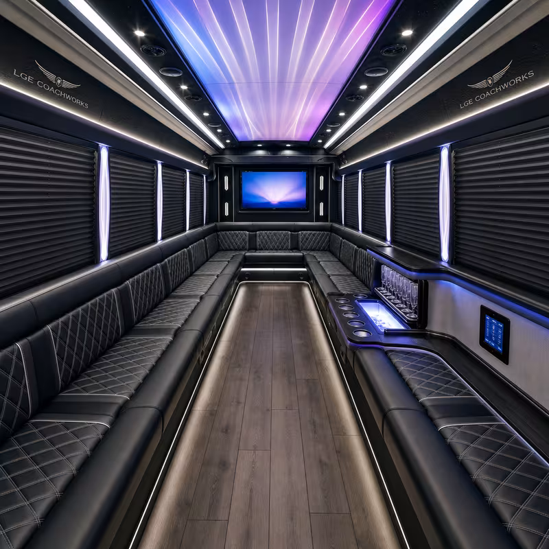 28 Passenger Party Bus Interior