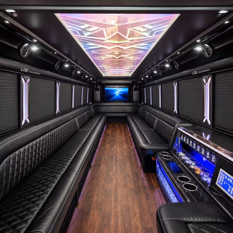 28 Passenger Party Bus Interior