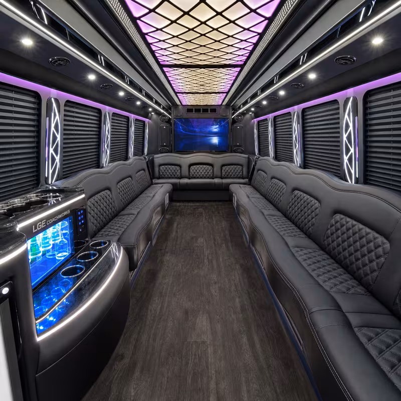 30 Passenger Party Bus Interior