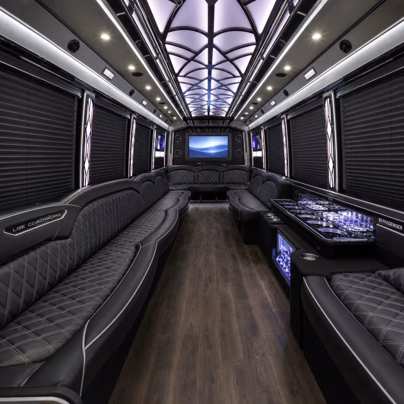 50 Passenger Party Bus Interior