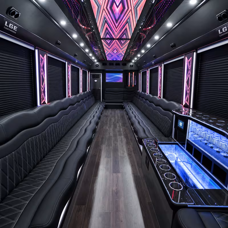 50 Passenger Party Bus Interior
