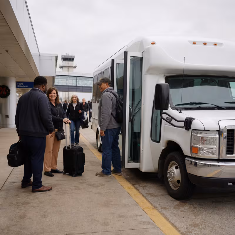 Black Mercedes Sprinter van staged for an Peoria Airport Transportation group
