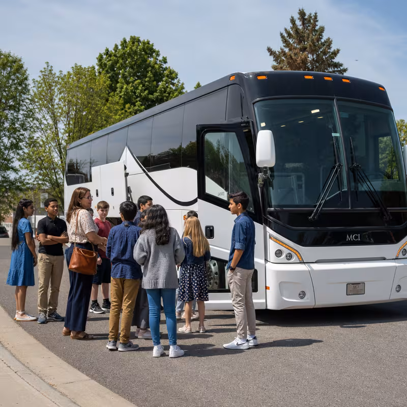 Black Mercedes Sprinter van staged for an Peoria School Transportation group